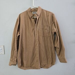 Vintage Falls Creek Mens Khaki Tan Hunting Shirt Heavyweight Cotton Sz Lg